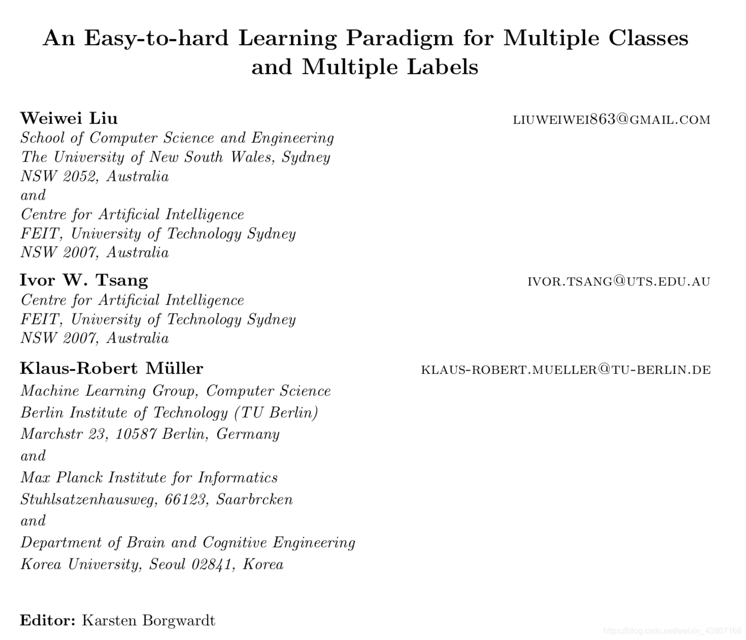 An easy-to-hard learning paradigm for multiple classes and multiple labels